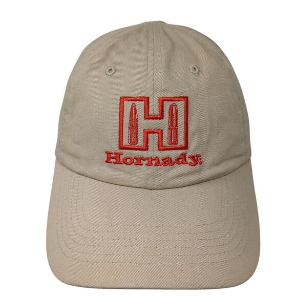 Hornady Strapback Hat Tan One Size Adjustable Embroidered 6 Panel Cotton - Picture 1 of 8
